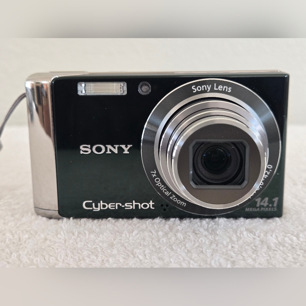 Sony Cyber-shot Camera DSC-W370 14.1MP Digital Dark Green W/Battery *Tested*